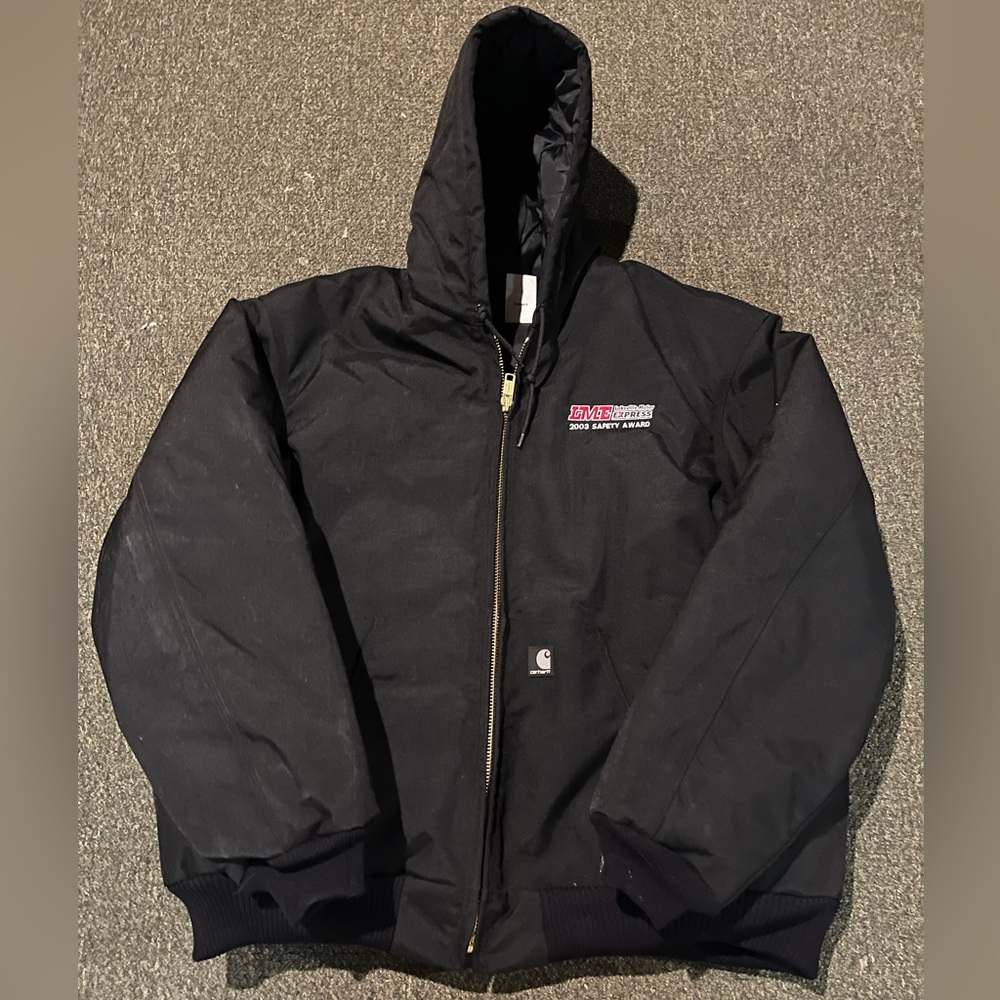 Carhartt J133 Thermal Duck Jacket Hooded Men’s 2XL Black Vintage 2003 Workwear